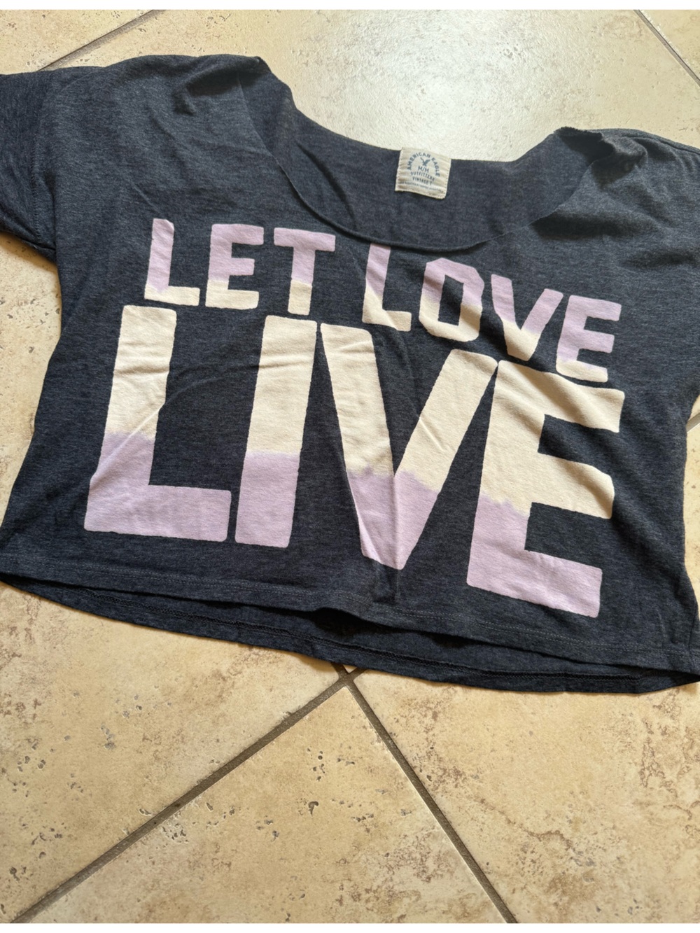 American Eagle LET LOVE LIVE Graphic Cropped Tee